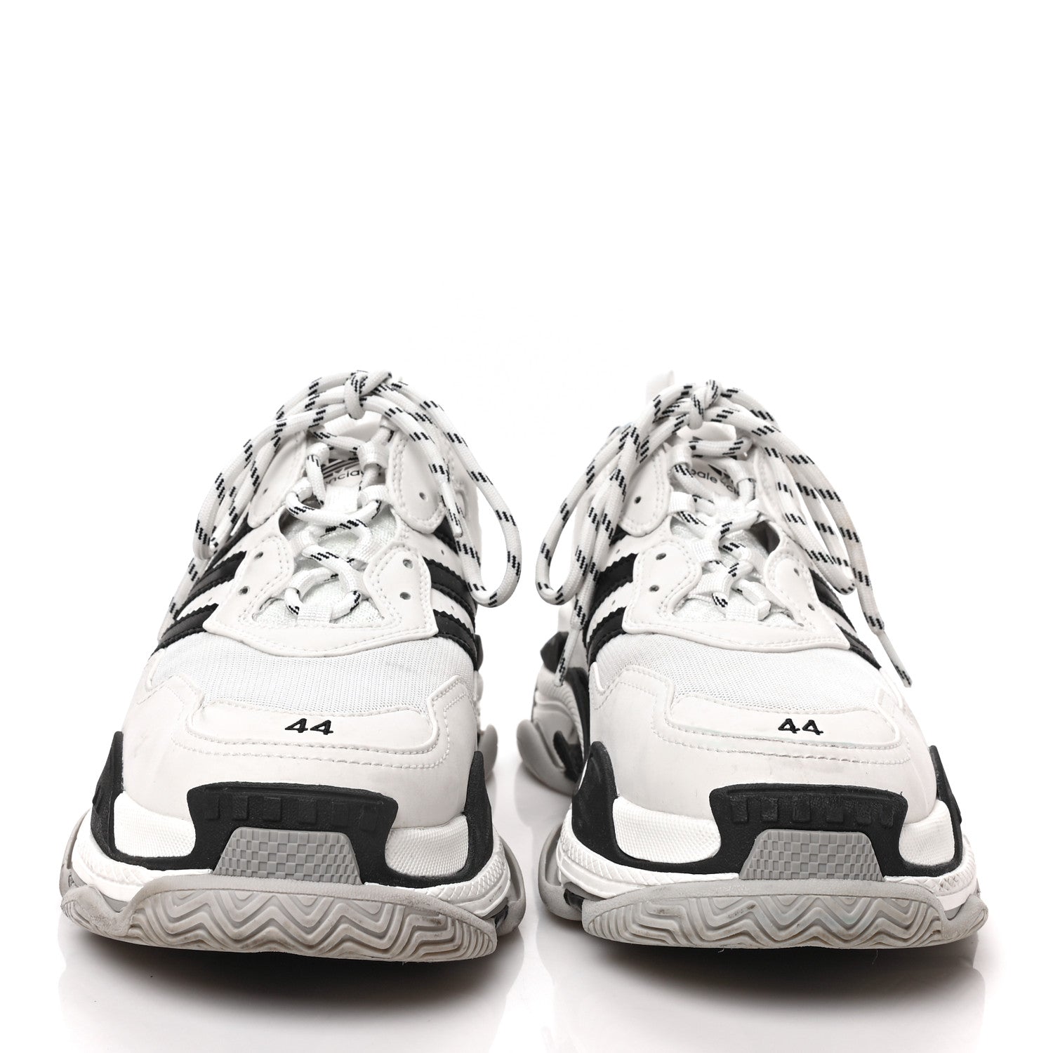 Balenciaga X ADIDAS Fabric Mesh Mens Triple S Sneakers 44 White Black Light Grey Grey 2 of 8