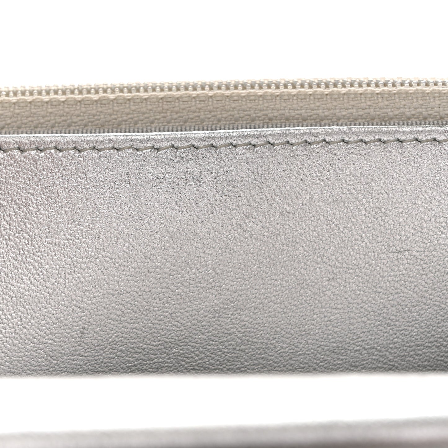 Metallic Lambskin Quilted Wallet On Chain WOC Silver