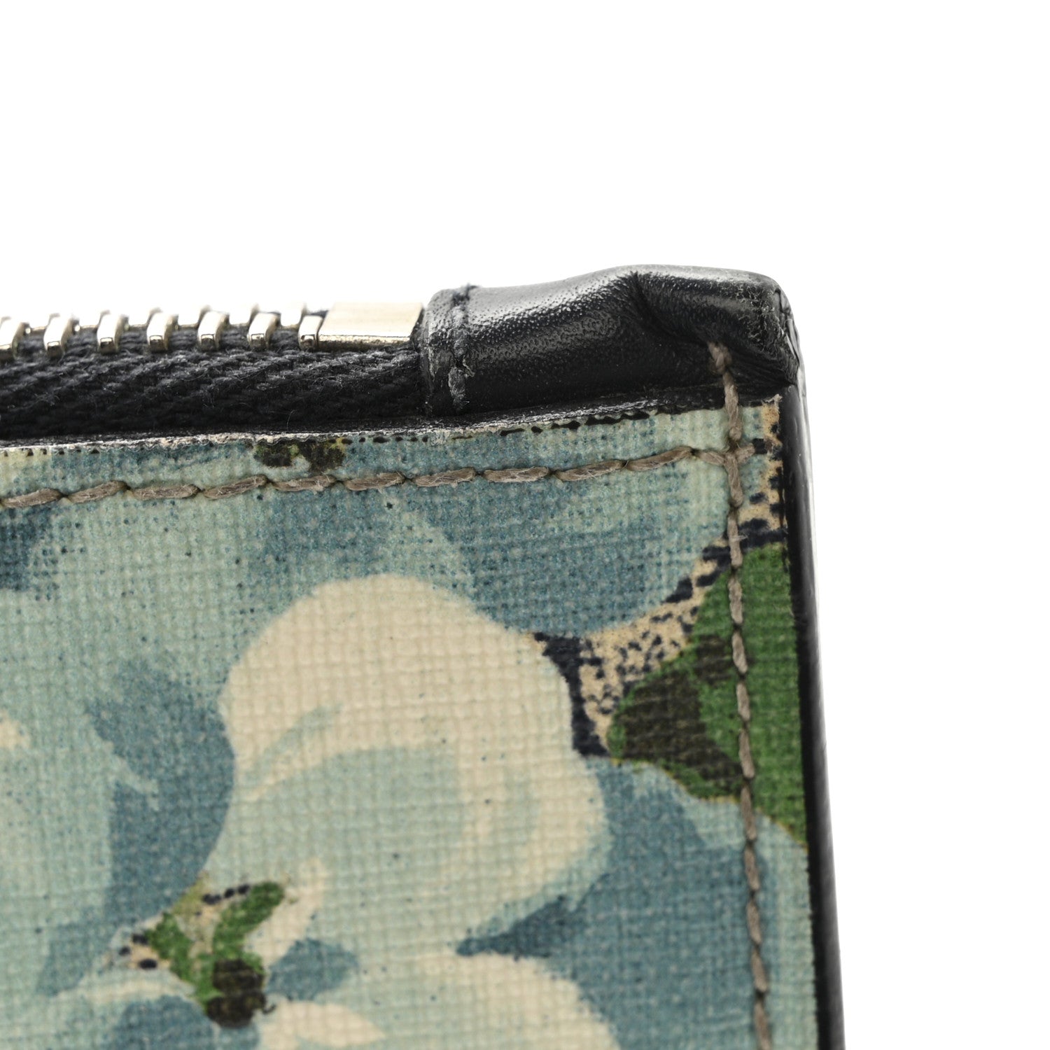 Gucci GG Supreme Monogram Blooms Small Zip Wristlet Pouch Beige Blue Black 9 of 10