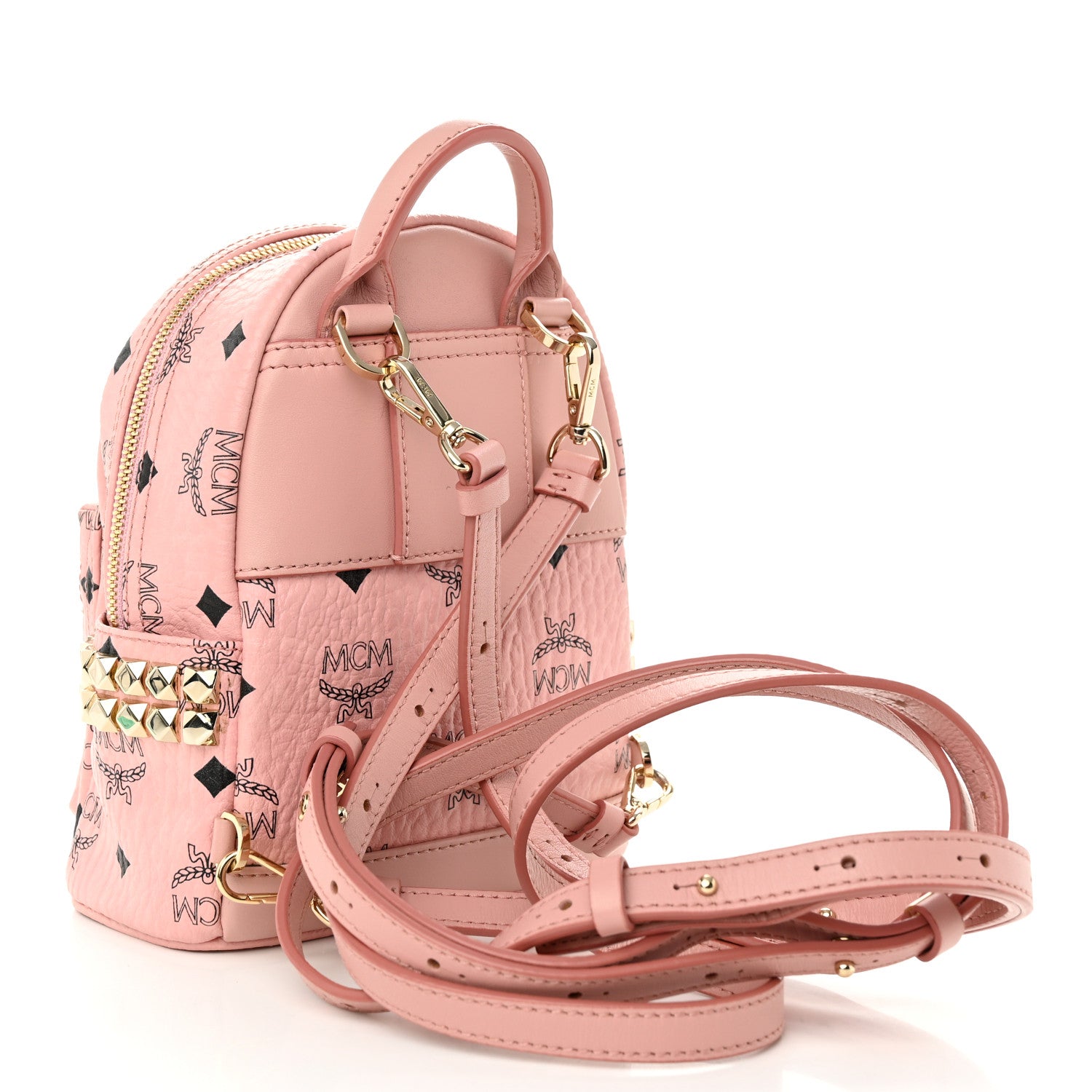 MCM Visetos Stud Mini Stark Backpack Soft Pink 3 of 9