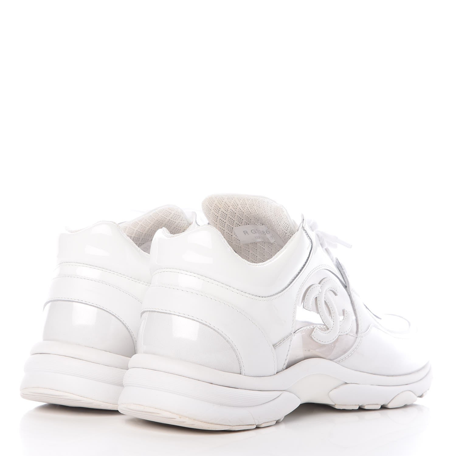 Chanel Calfskin Patent Transparent Womens Sneakers 40 White 4 of 11
