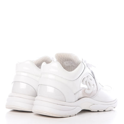Chanel Calfskin Patent Transparent Womens Sneakers 40 White 4 of 11