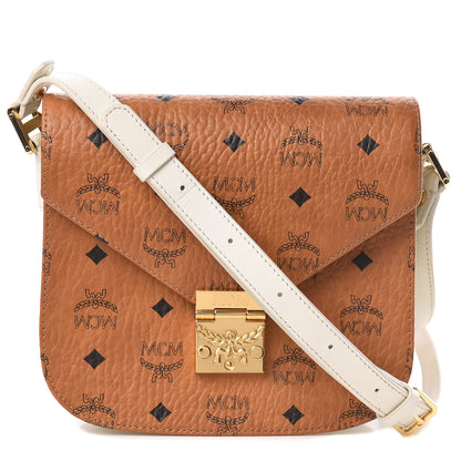 MCM Visetos Calfskin Small Patricia Crossbody Bag Cognac White 1 of 14