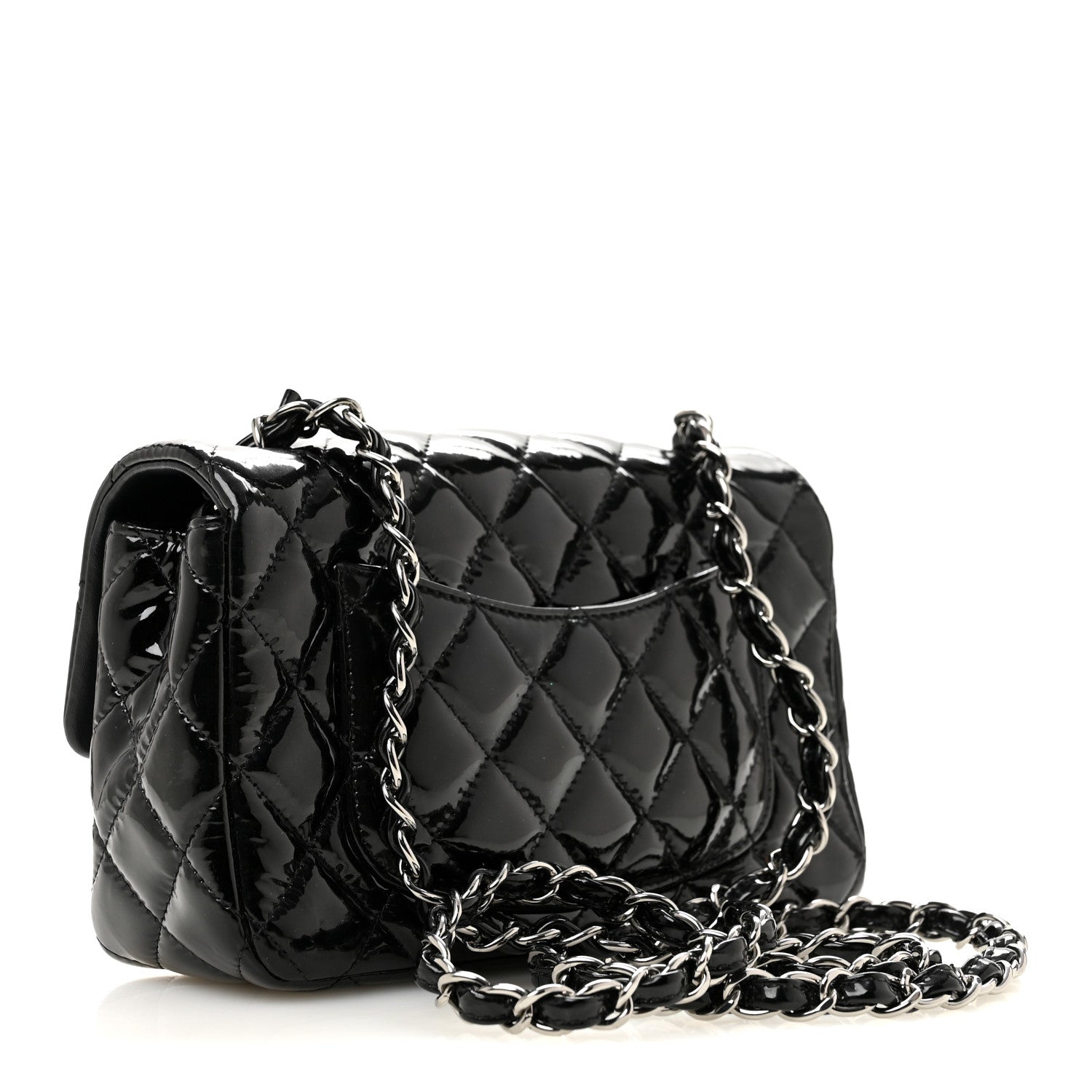 Chanel Patent Calfskin Quilted Mini Rectangular Flap Black 4 of 12