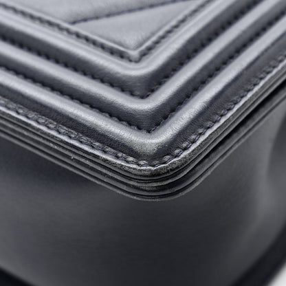 Chanel Calfskin Chevron Medium Boy Flap Navy 11 of 11