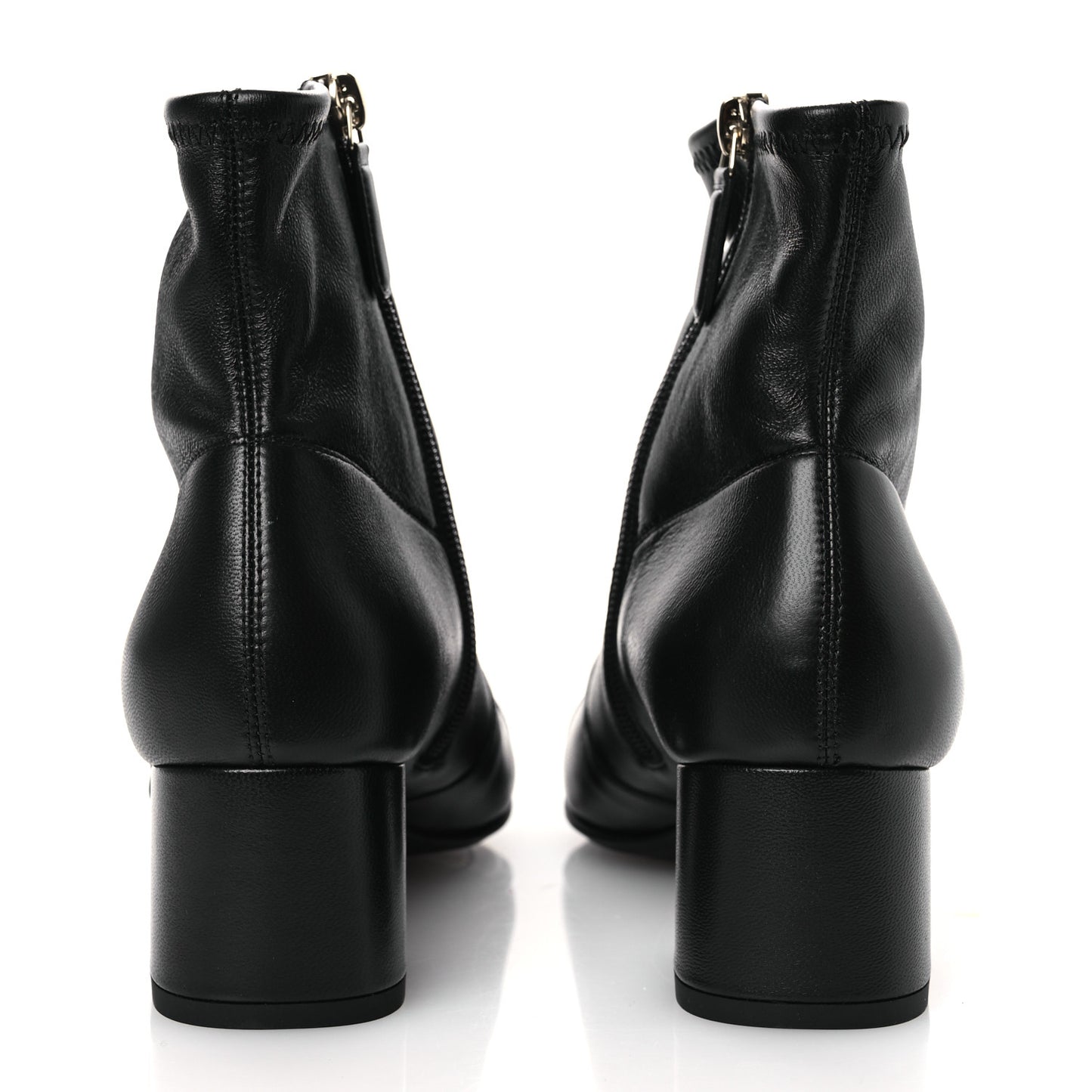 Stretch Lambskin Cap Toe CC Short Boots 36.5 Black