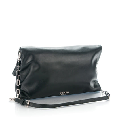 Prada Soft Calf Fold Over Clutch Nero Black 3 of 7