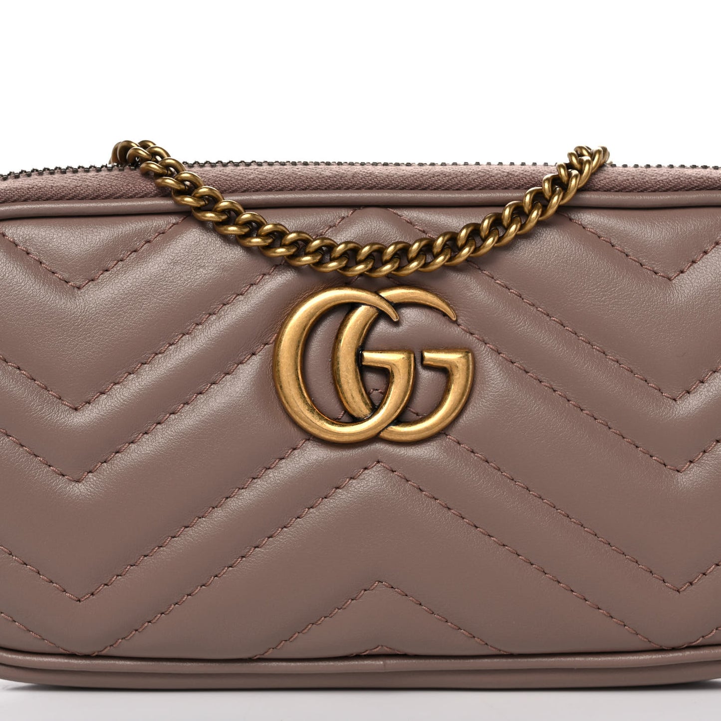 Calfskin Matelasse Mini GG Marmont Chain Crossbody Bag Porcelain Rose