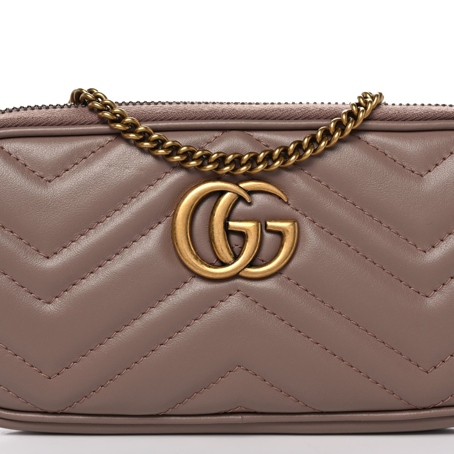 Gucci Calfskin Matelasse Mini GG Marmont Chain Crossbody Bag Porcelain Rose 8 of 11