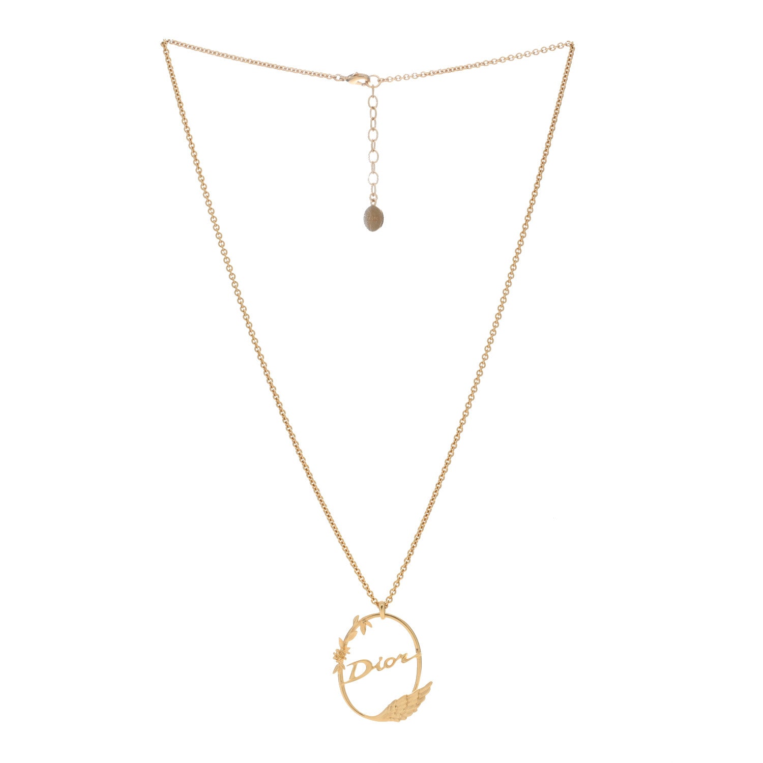 Christian Dior Circle Pendant Long Necklace Gold 2 of 4