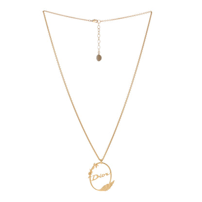 Christian Dior Circle Pendant Long Necklace Gold 2 of 4