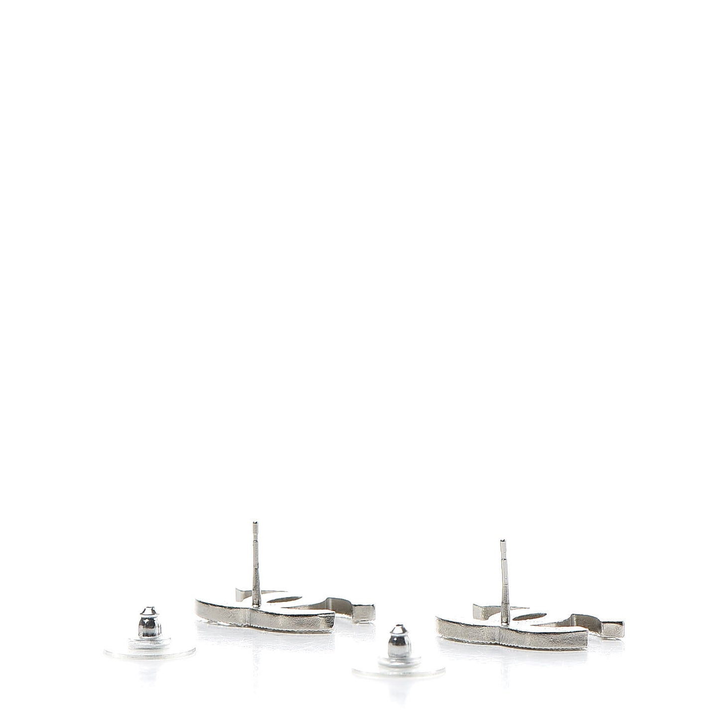 Baguette Crystal CC Earrings Silver