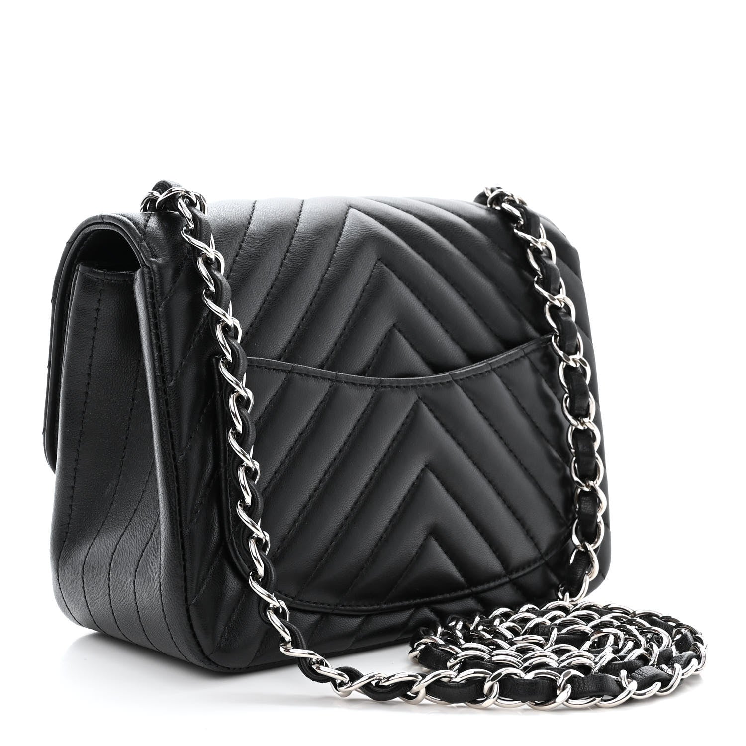 Chanel Lambskin Chevron Quilted Mini Square Flap Black 3 of 11