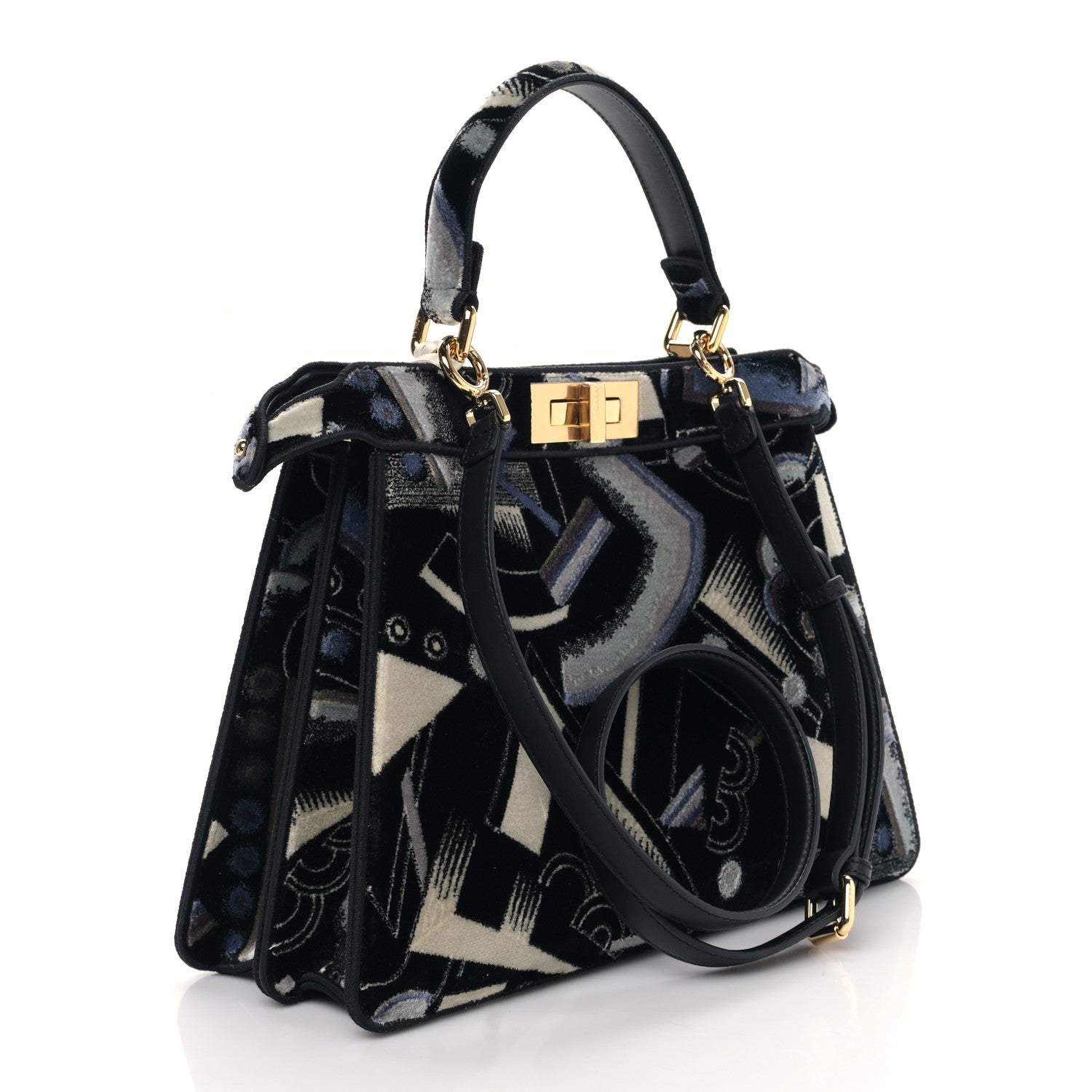 Fendi Velvet Chenille Medium Printed Peekaboo I SEE U Satchel Multicolor 3 of 7