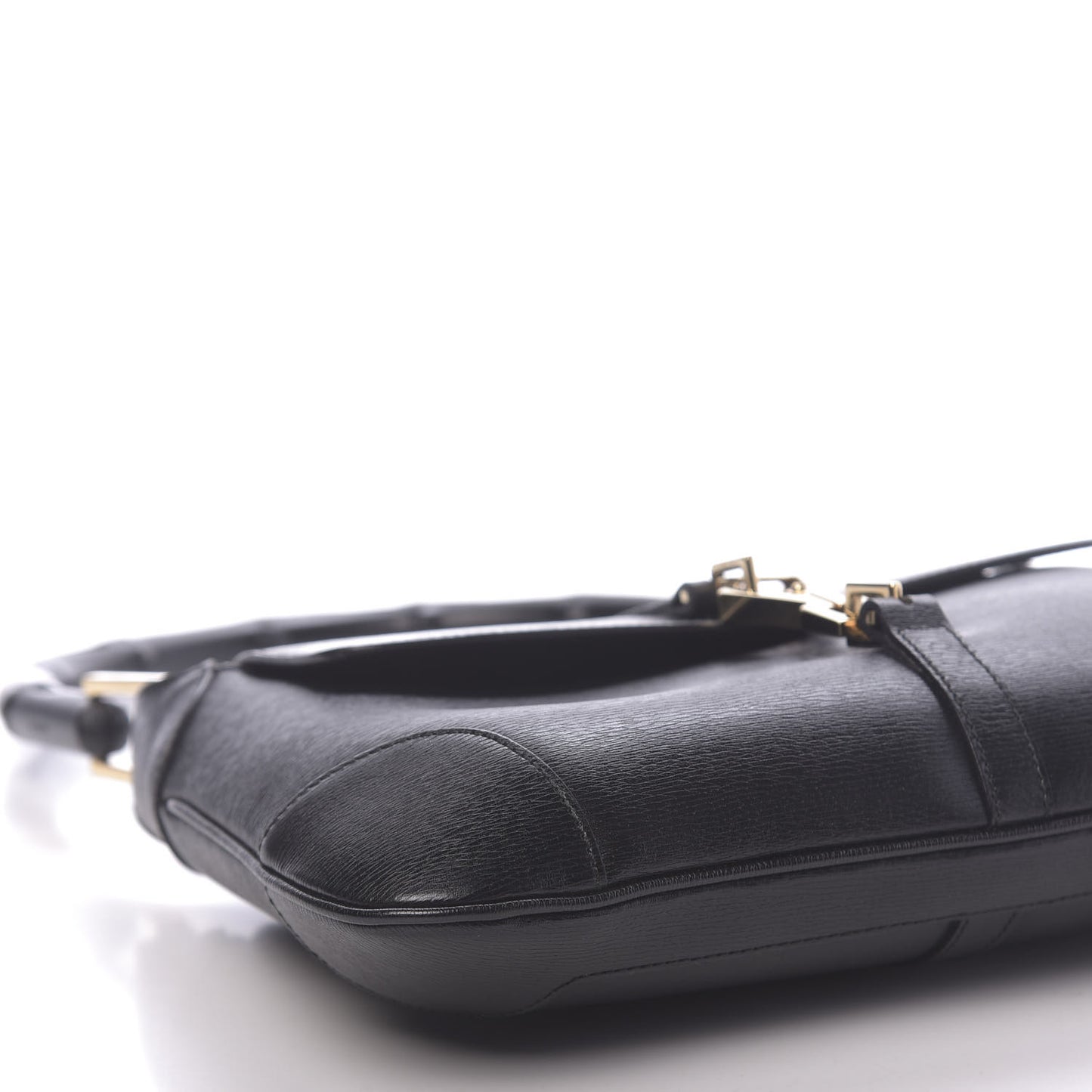 Calfskin Bamboo Handle Jackie O Hobo Black