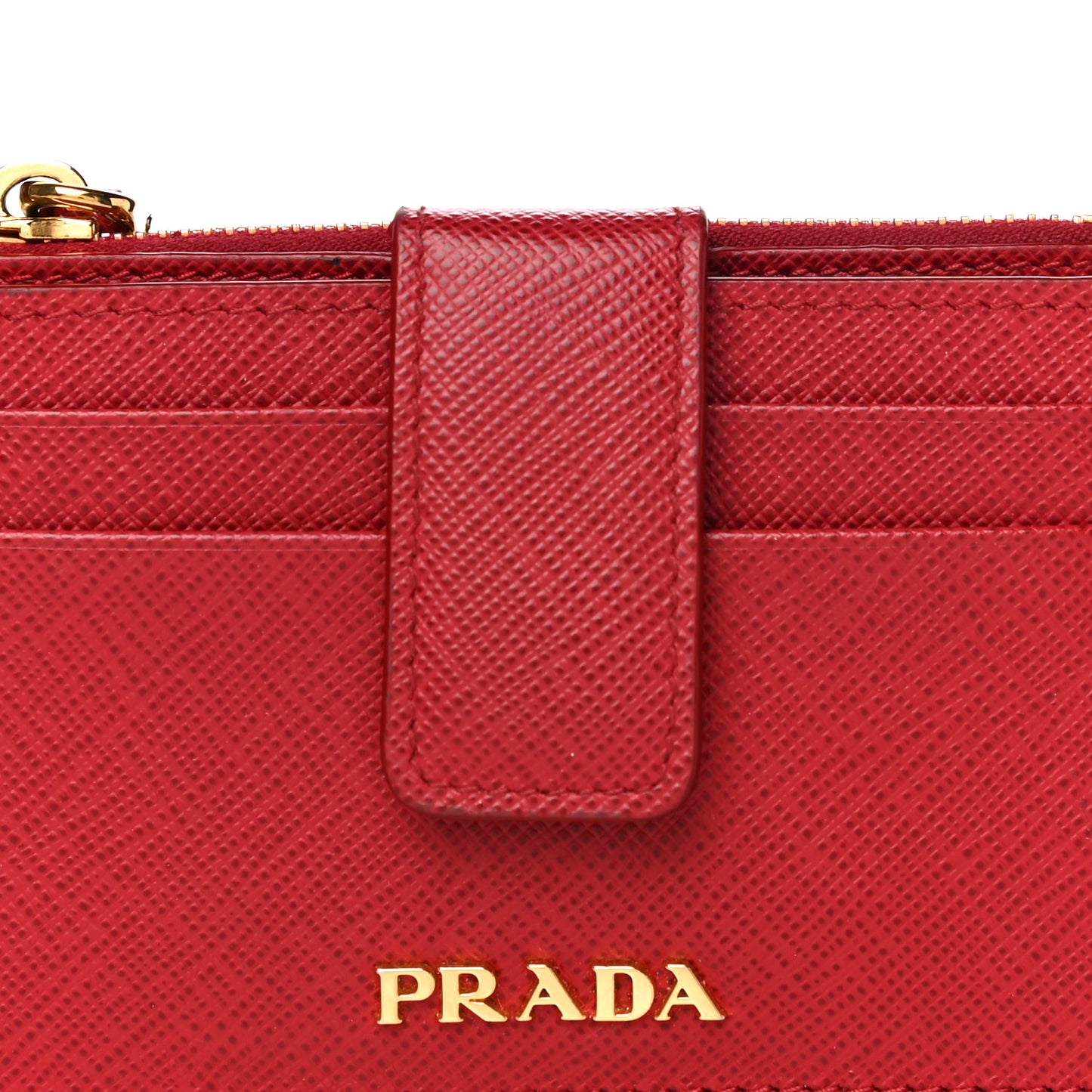 Saffiano Metal Coin Case Card Holder Fuoco