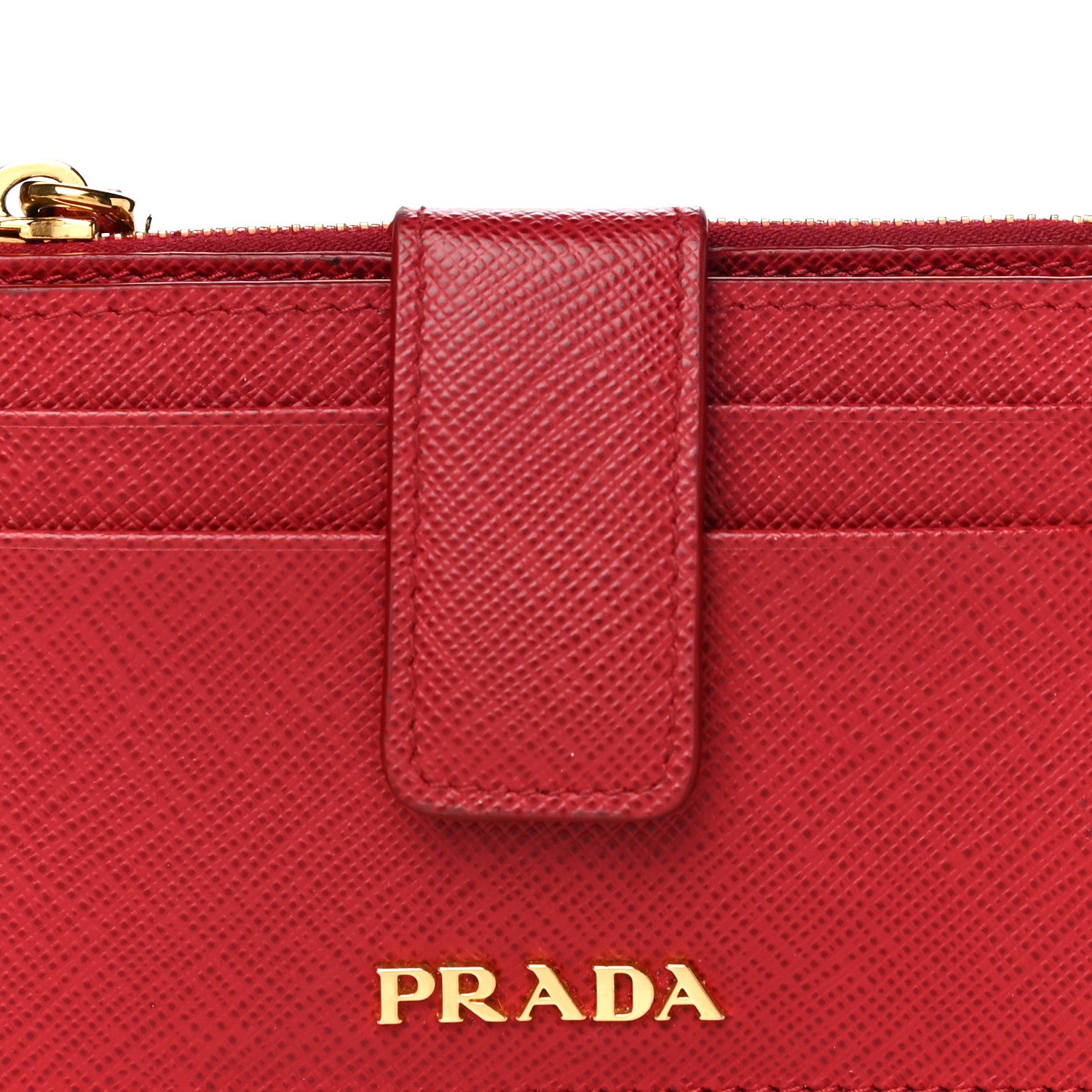 Prada Saffiano Metal Coin Case Card Holder Fuoco 7 of 14