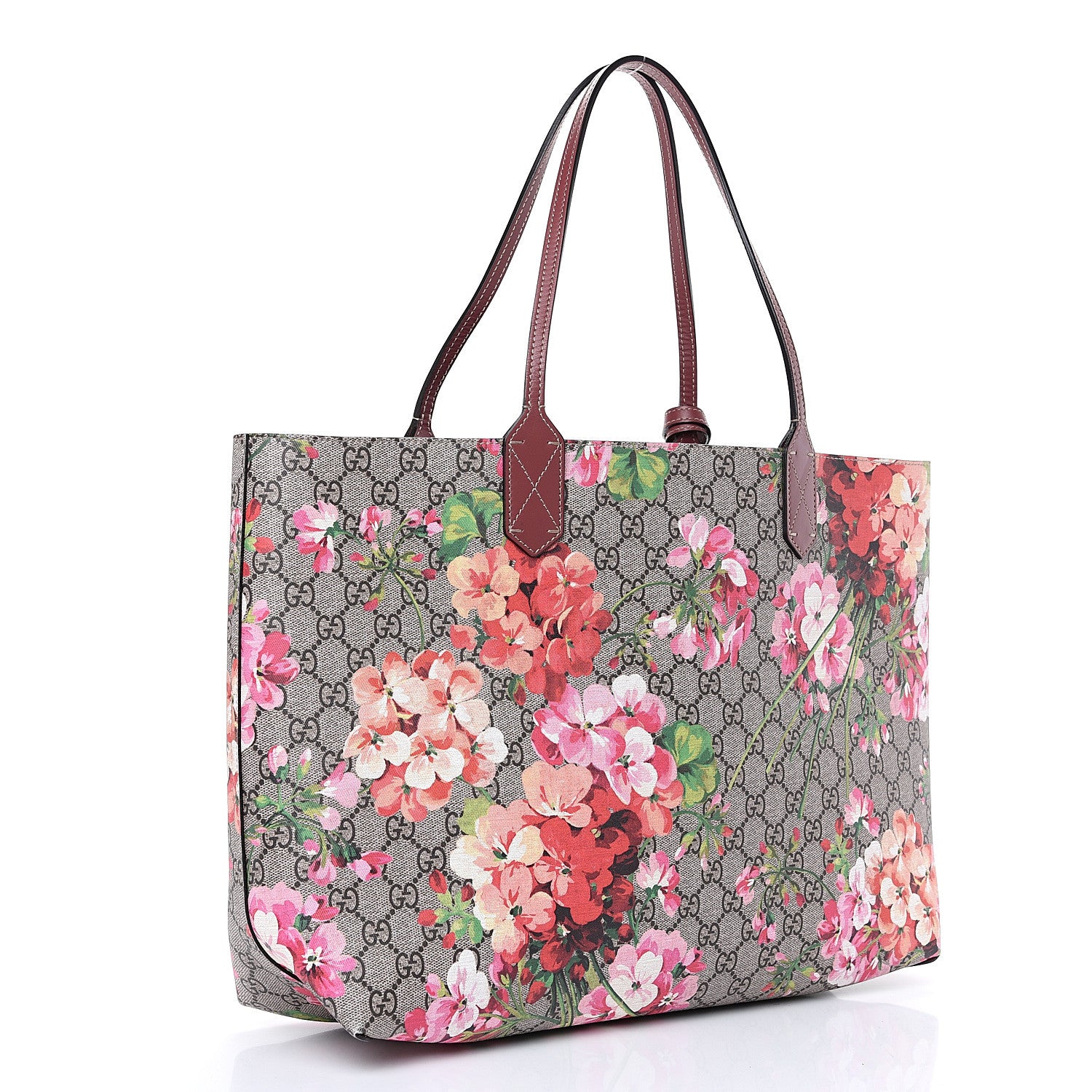 Gucci GG Supreme Monogram Blooms Medium Reversible Tote Beige Multicolor Dry Rose 2 of 8