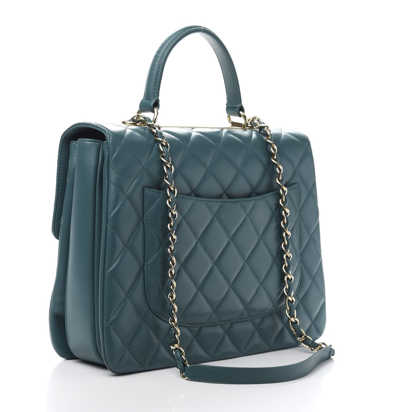 Lambskin Quilted Large Trendy CC Dual Handle Flap Bag Blue