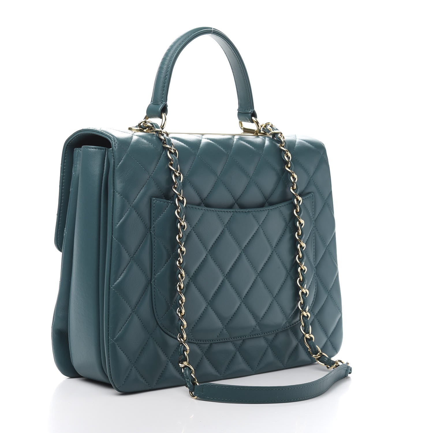 Chanel Lambskin Quilted Large Trendy CC Dual Handle Flap Bag Blue 3 of 12