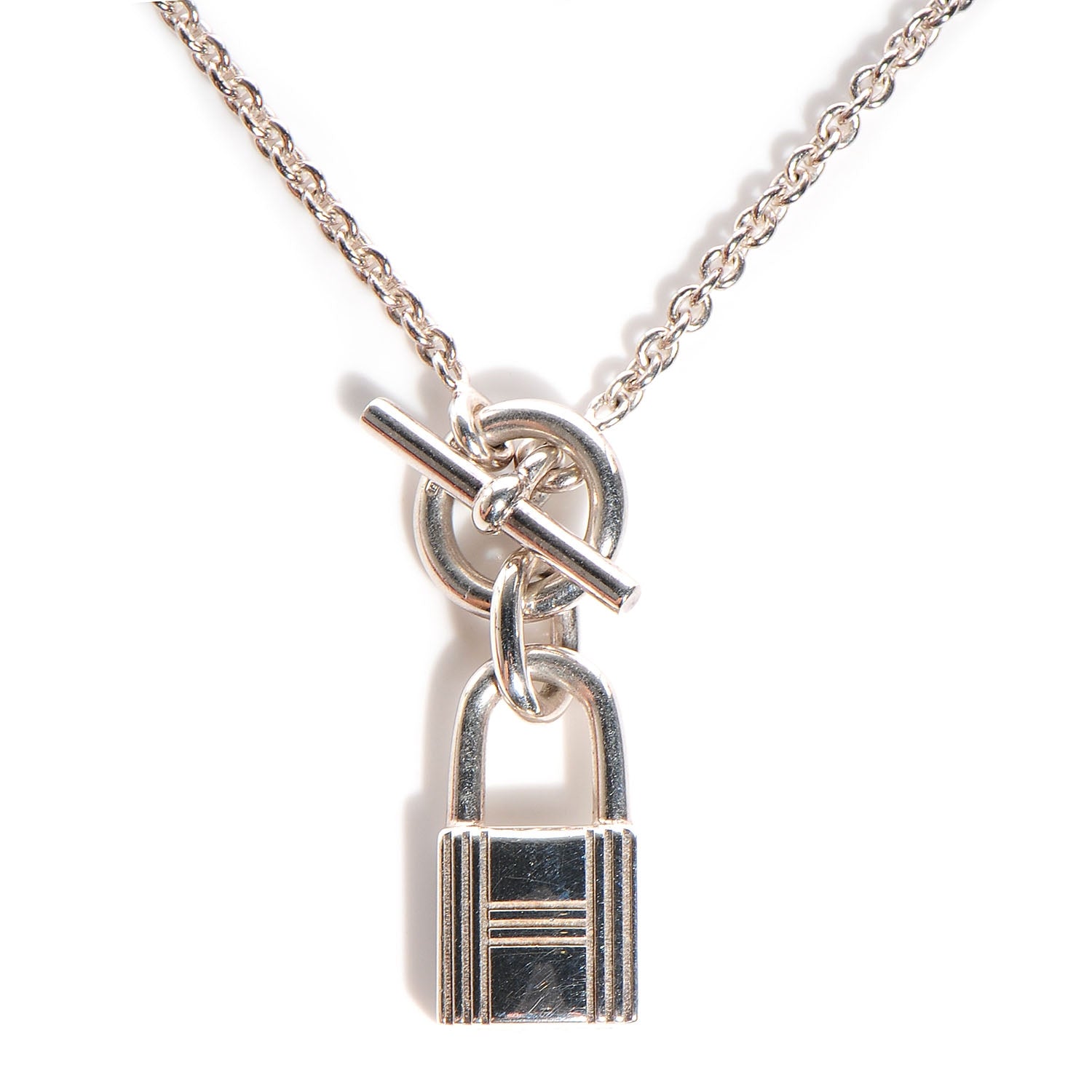 Hermes Sterling Silver Amulette Cadenas Kelly Pendant Necklace 1 of 7