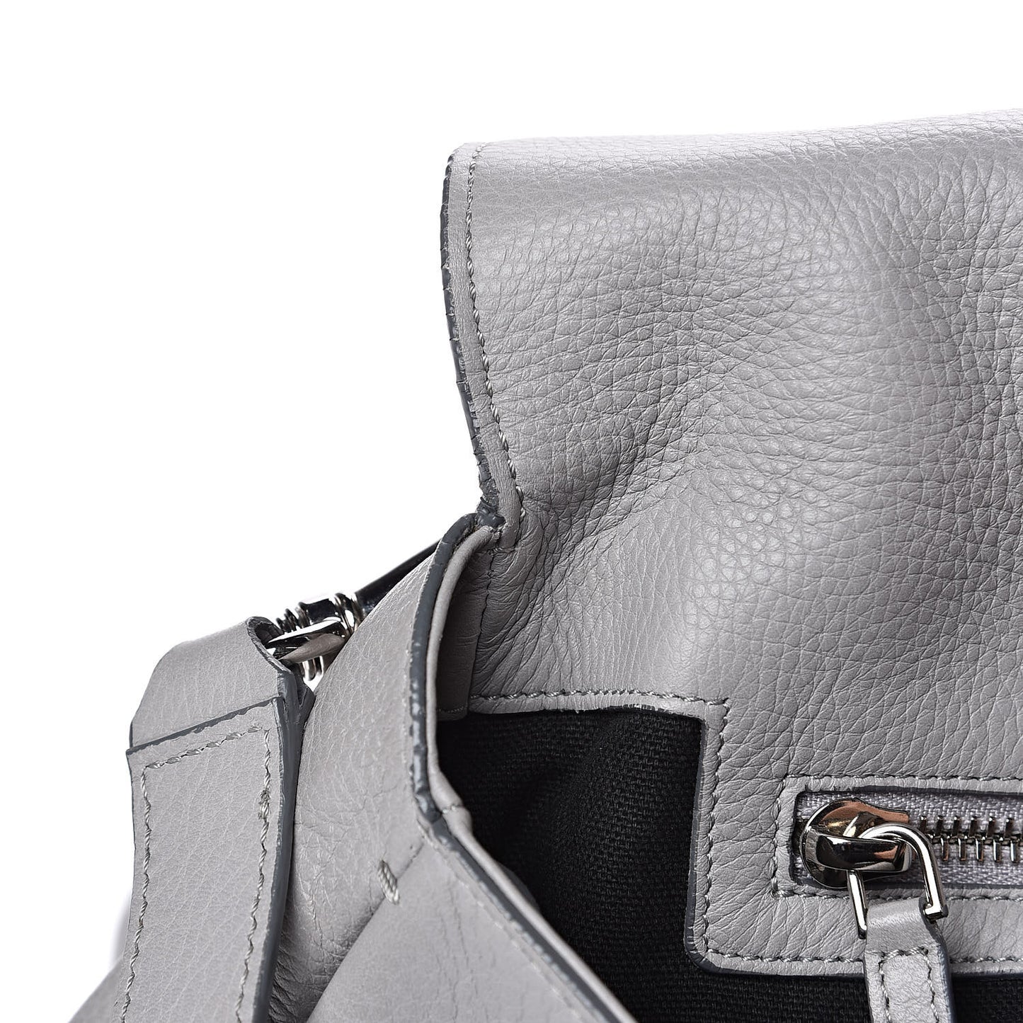Grained Calfskin Medium Pandora Pure Flap Bag Pearl Grey