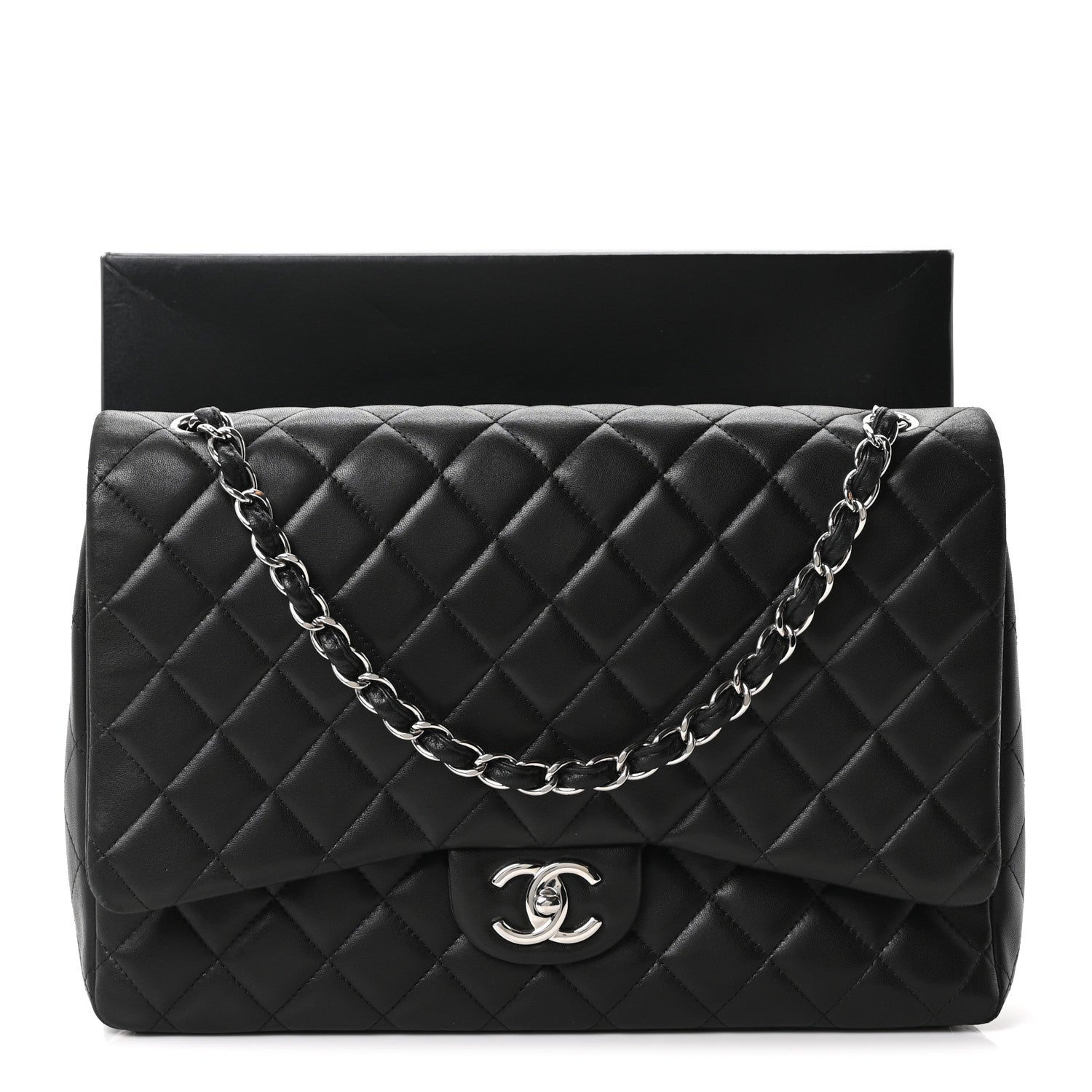 Chanel Lambskin Quilted Maxi Double Flap Black 11 of 11