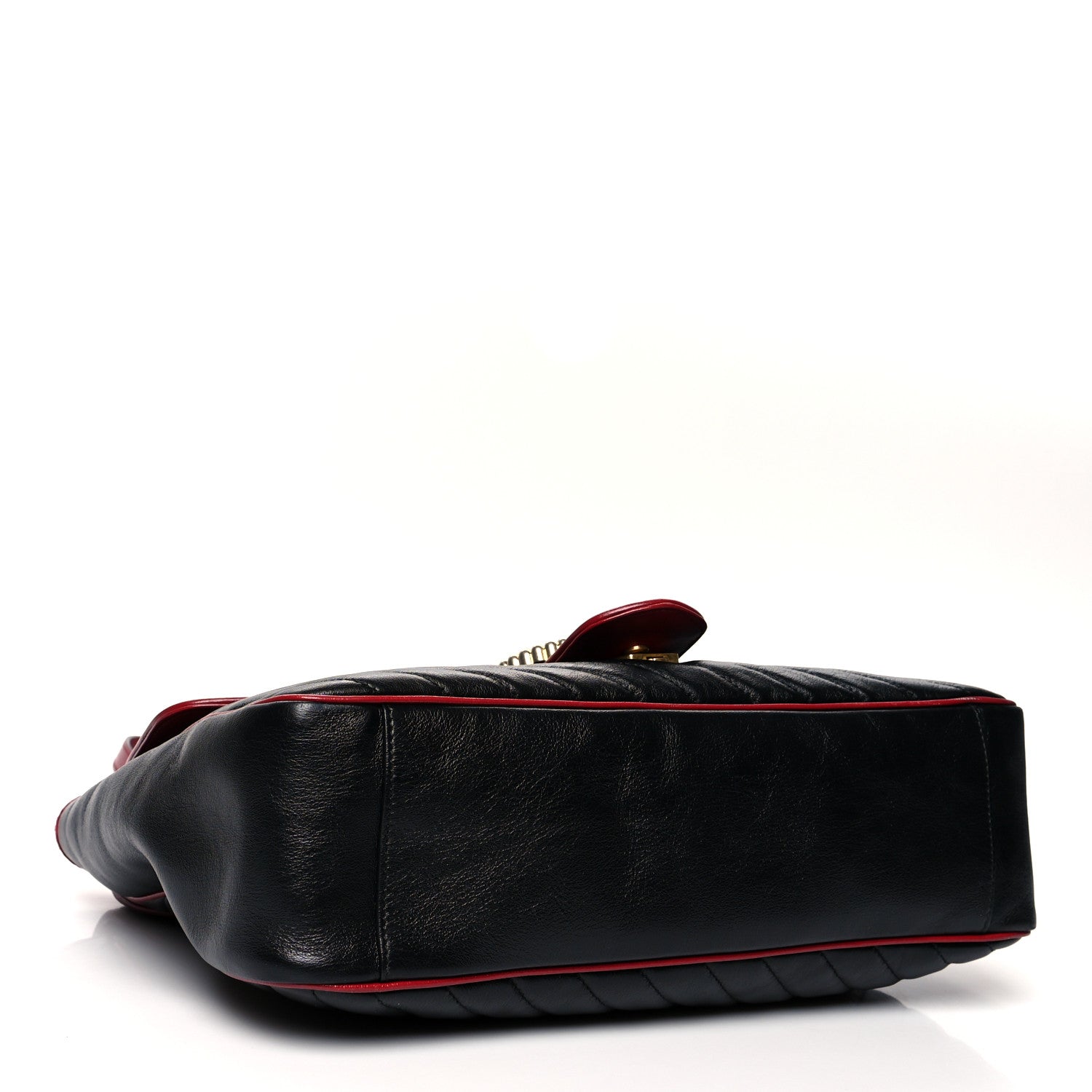 Gucci Vintage Effect Calfskin Matelasse Diagonal Large Torchon GG Marmont Shoulder Bag Black Romantic Cherry 3 of 9