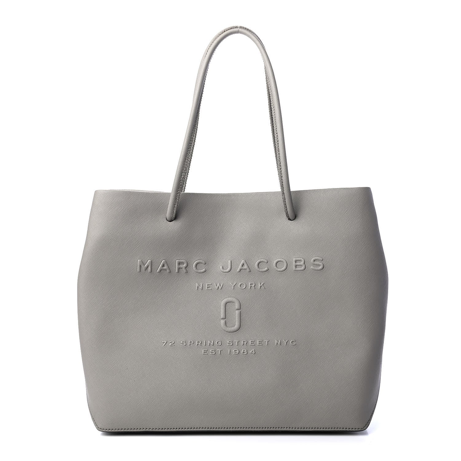 Marc Jacobs Calfskin Embossed Logo East West Shopper Tote Grey 1 of 9