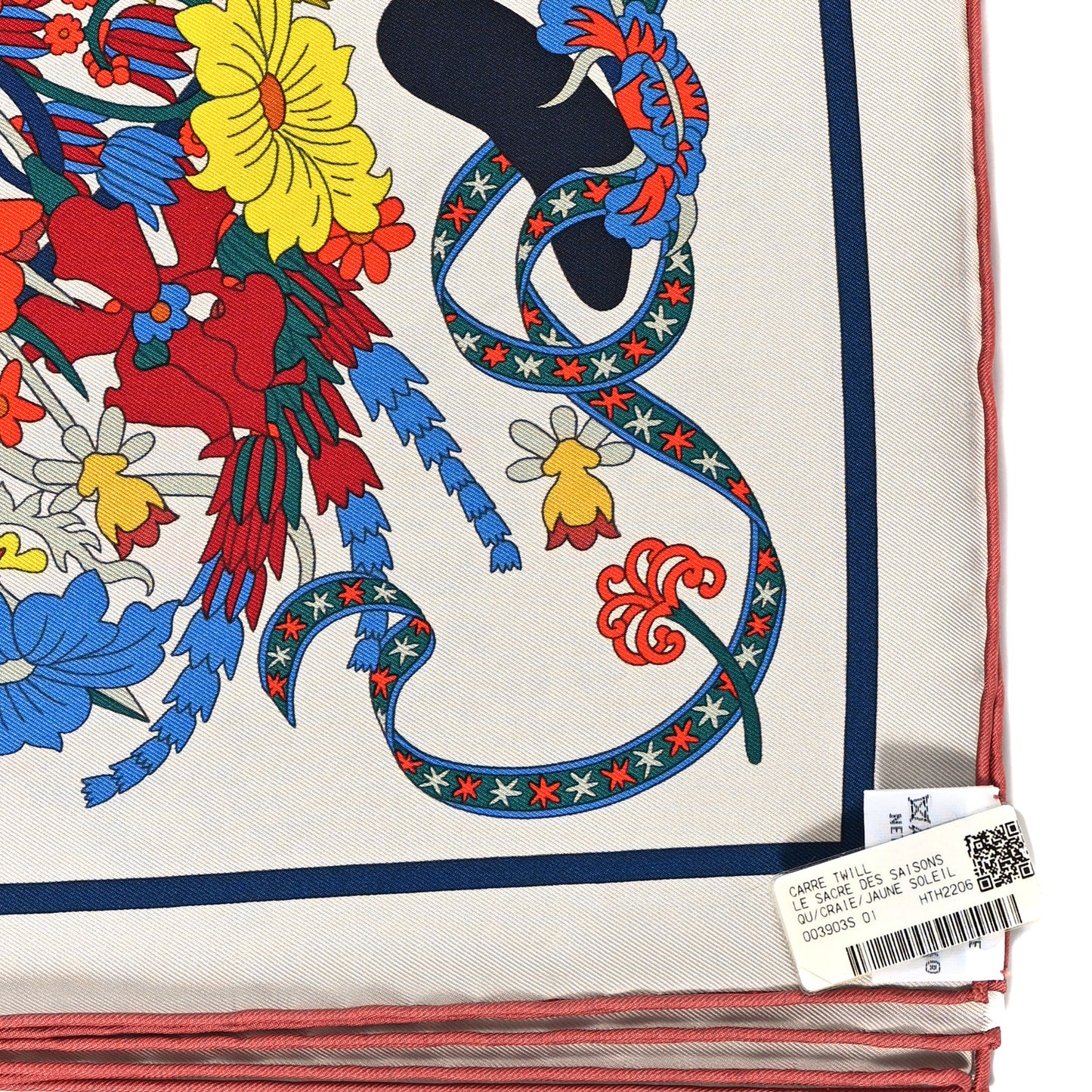 Silk Twill La Sacre Des Saisons Scarf 90 Craie Jaune Soleil