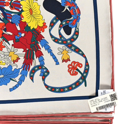 Hermes Silk Twill La Sacre Des Saisons Scarf 90 Craie Jaune Soleil 3 of 5