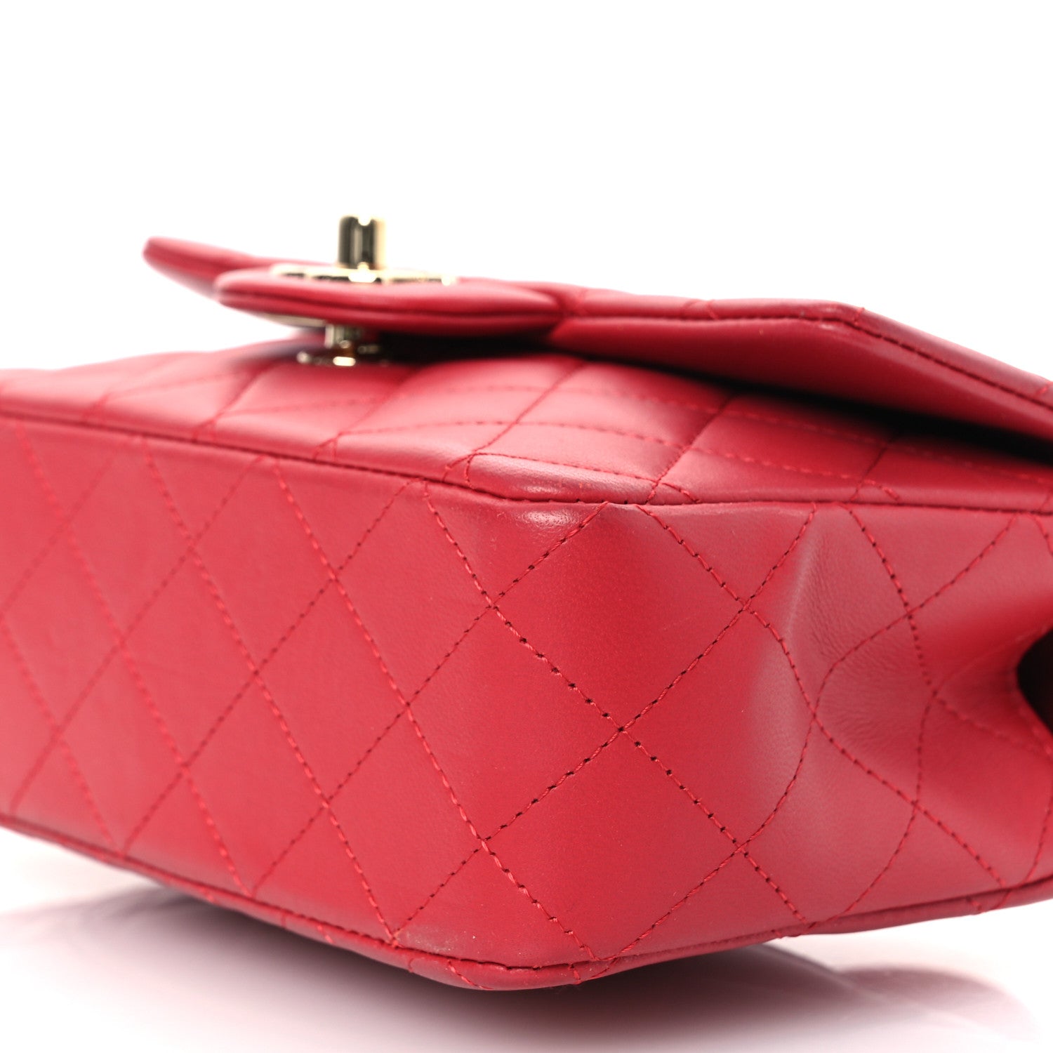 Chanel Lambskin Quilted Mini Top Handle Rectangular Flap Red 10 of 11