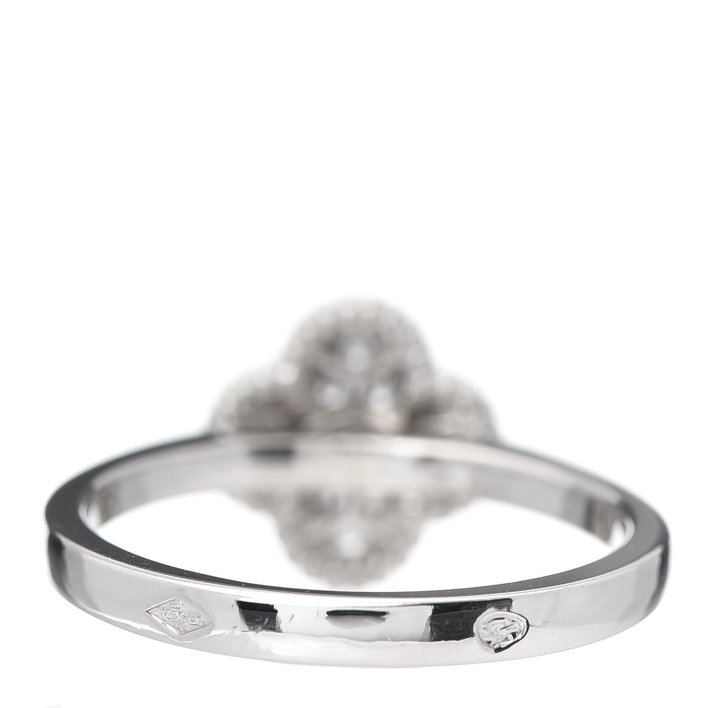 18K White Gold Diamond Sweet Alhambra Ring 50 5.25