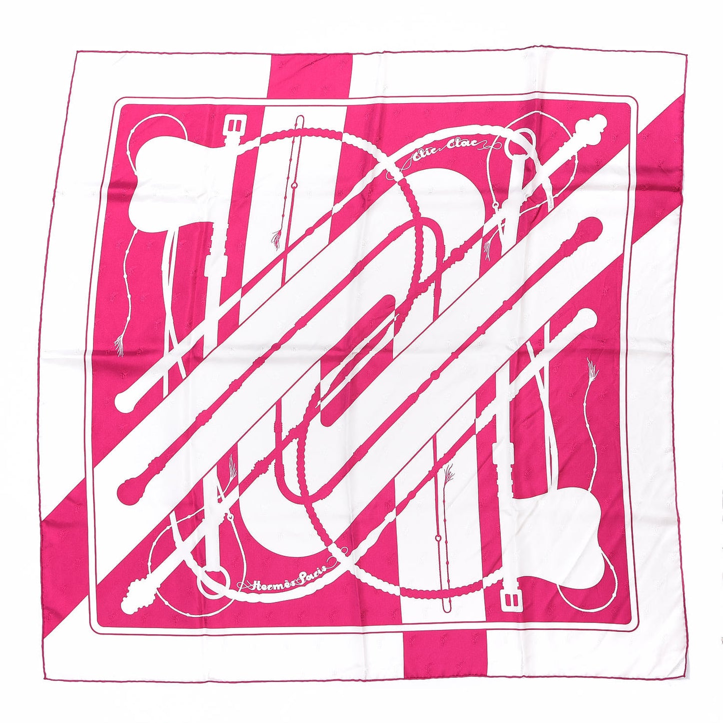 Silk Clic Clac Tattoo Scarf 90 Fuchsia White