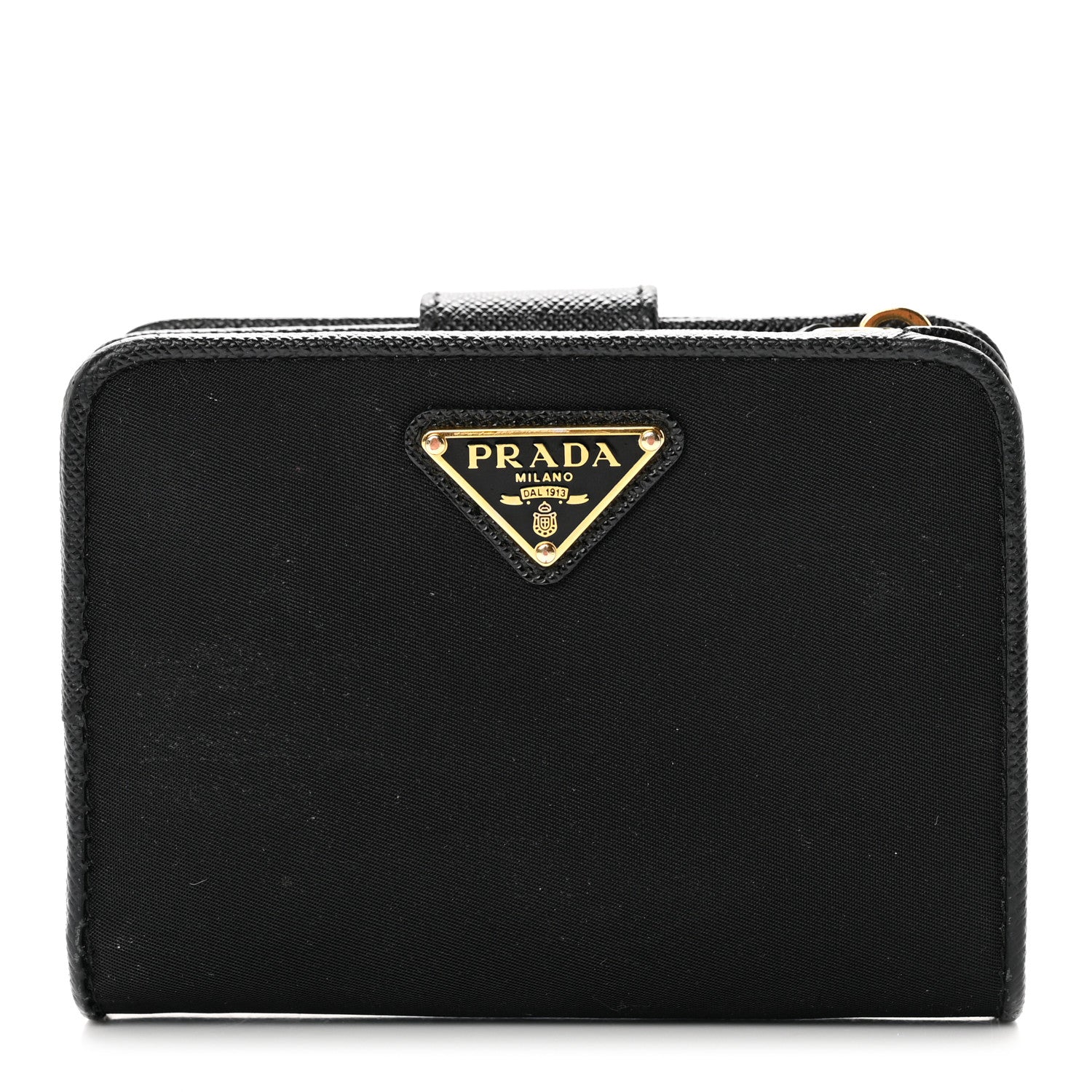 Prada Nylon Saffiano Metal Compact Wallet Black 1 of 7