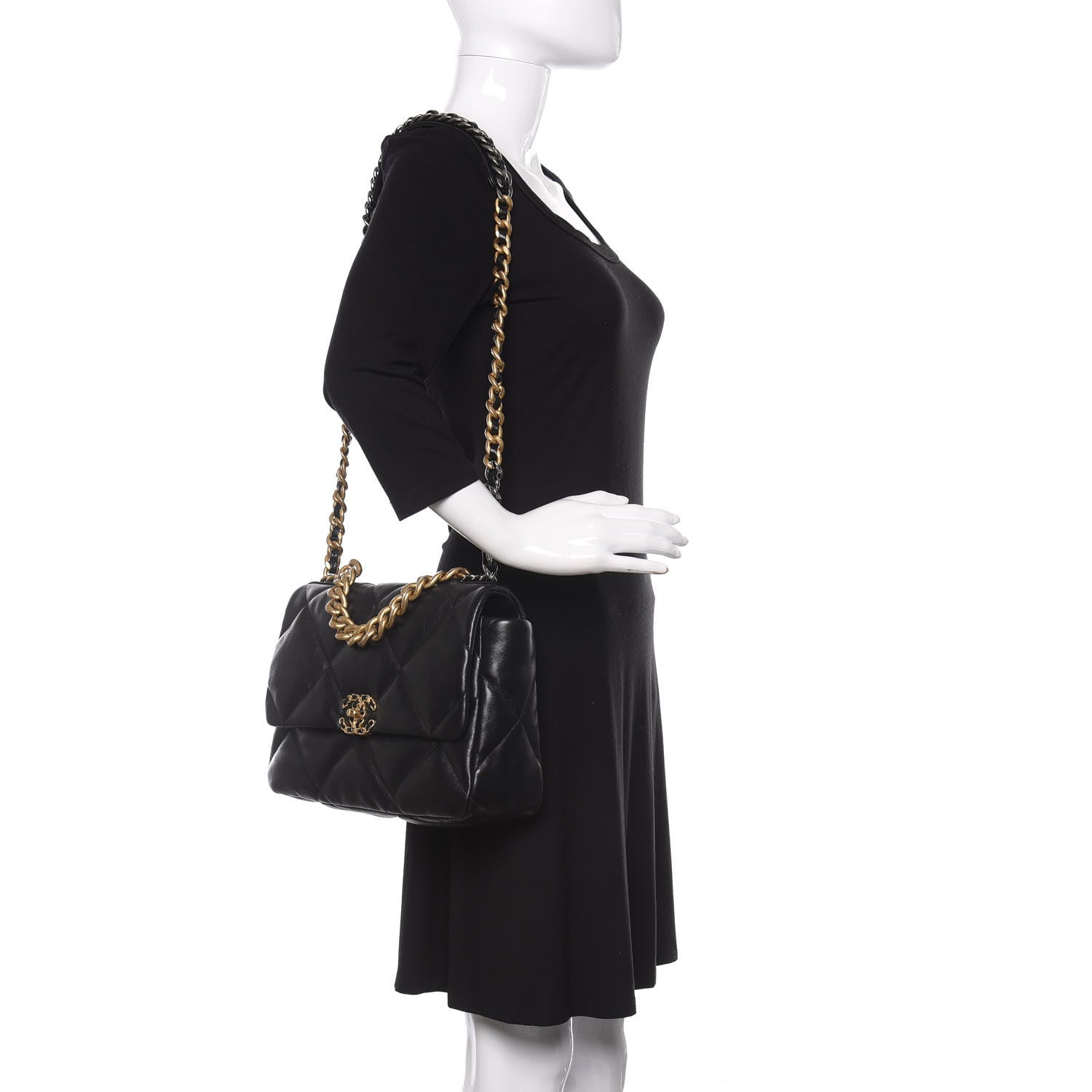 Chanel Lambskin Quilted Large 19 Flap Black 2 of 10