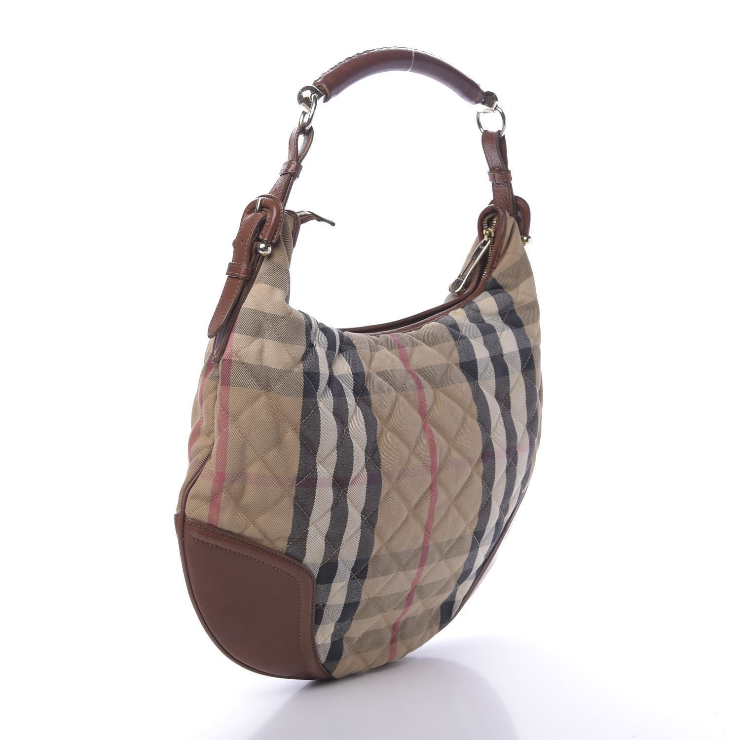 Burberry House Check Quilted Hoxton Hobo Brown 2 of 10