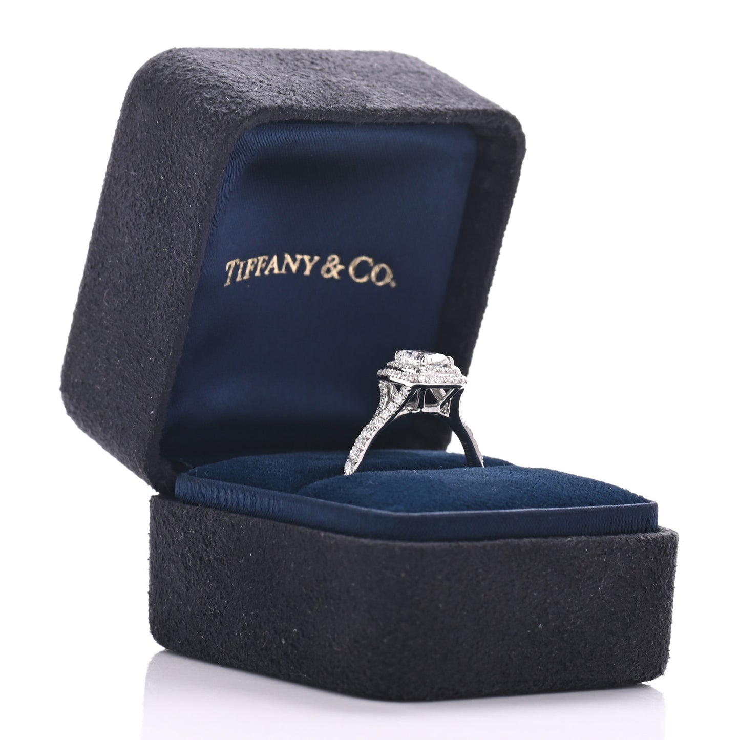 Platinum Diamond .78ct Soleste Cushion Cut Double Halo Engagement Ring 52 6