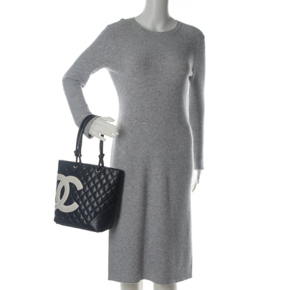 Chanel Calfskin Quilted Medium Cambon Tote Black White 2 of 8