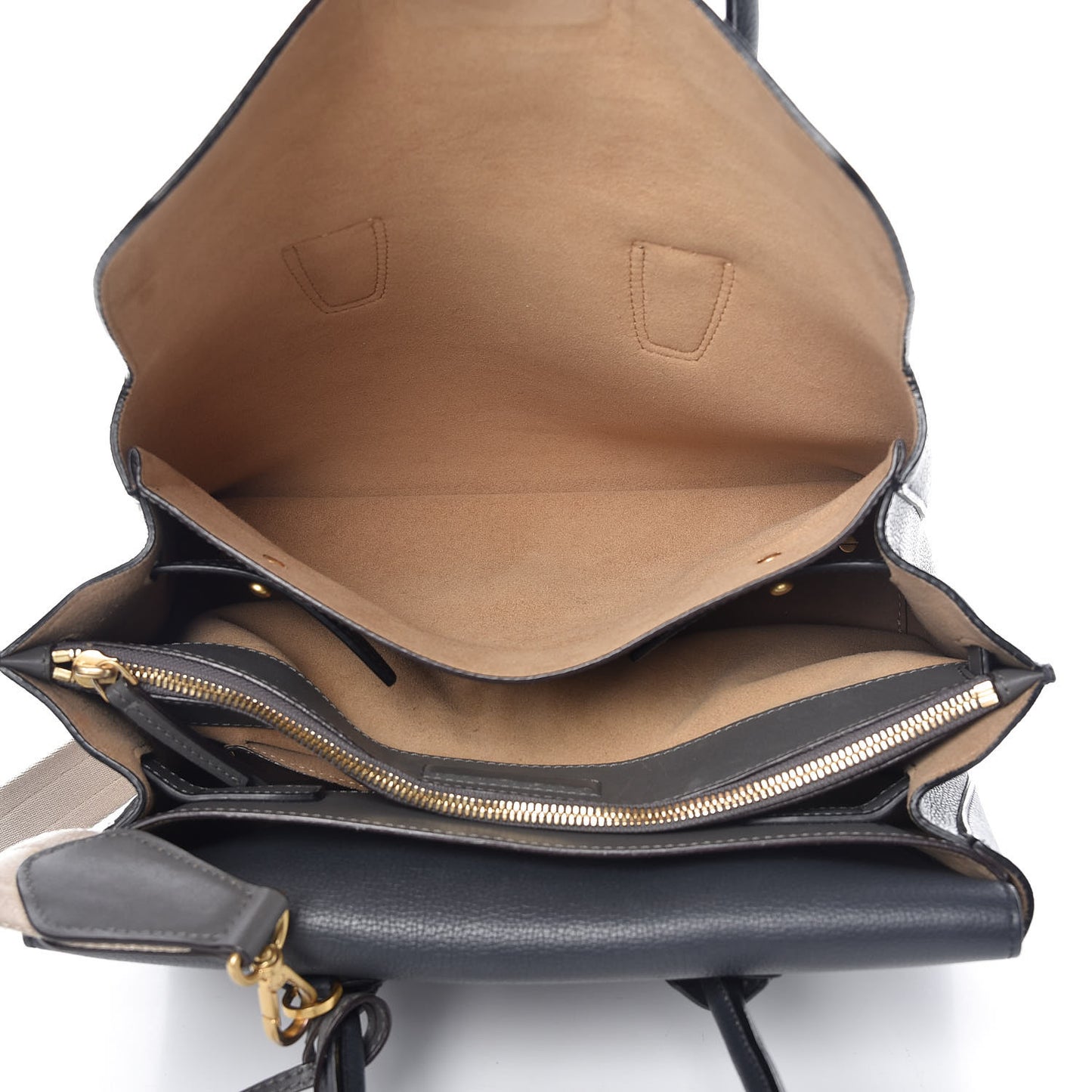 Grained Calfskin Medium Milla Tote Phantom Grey