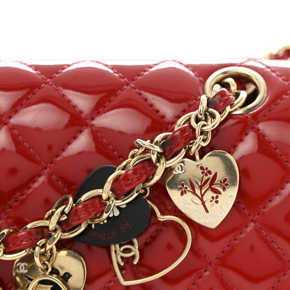 Chanel Patent Calfskin Quilted Valentine Charms Medium Single Flap Red 11 of 11