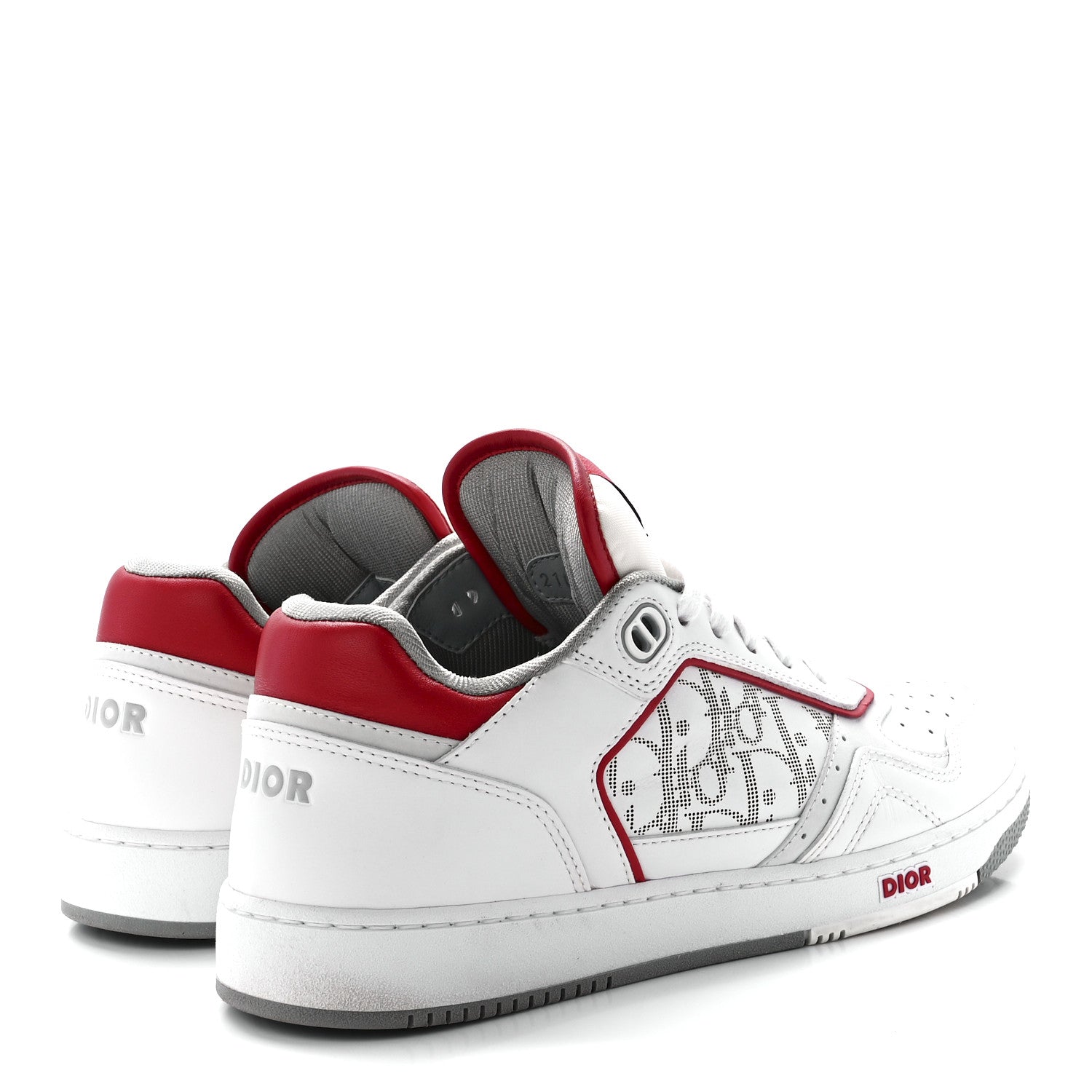 Christian Dior Smooth Calfskin Oblique Galaxy Perforated Mens B27 Low Top Sneakers 40 White Red 4 of 9