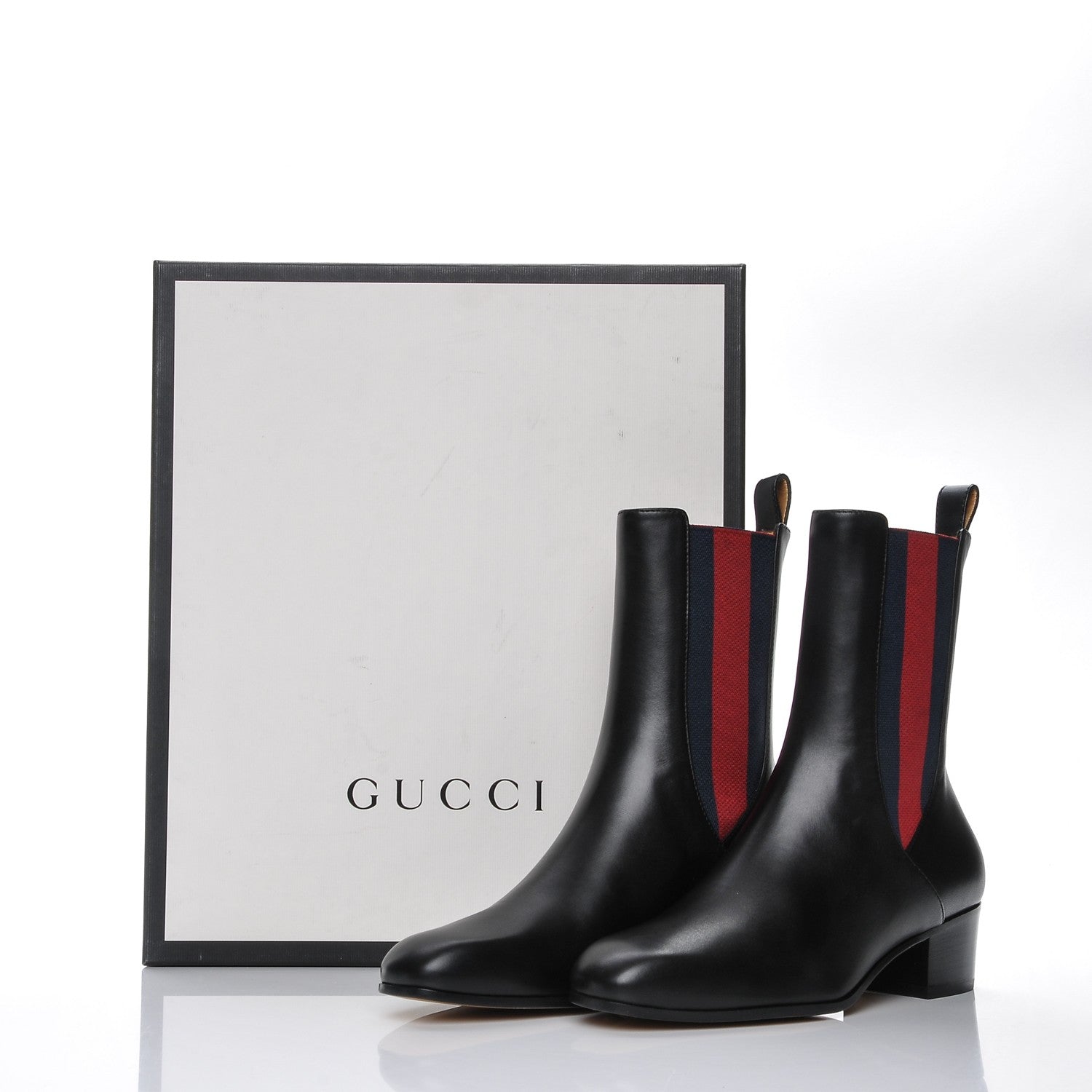 Gucci Calfskin Web Karen Ankle Boots 35.5 Black 8 of 8