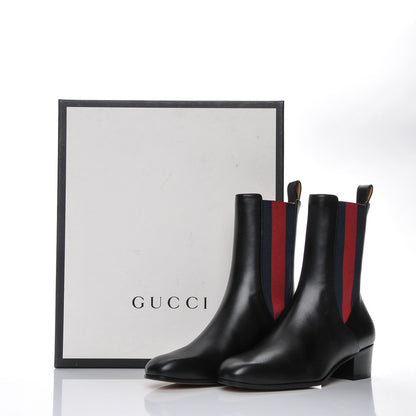 Gucci Calfskin Web Karen Ankle Boots 35.5 Black 8 of 8