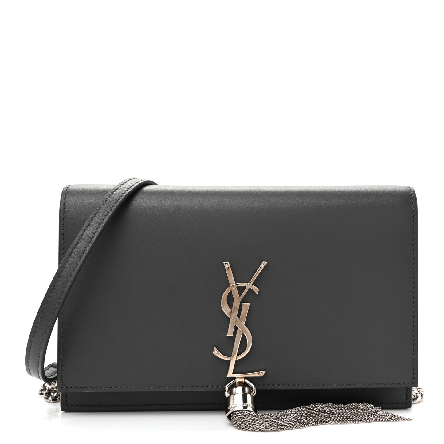Smooth Calfskin Classic Monogram Kate Tassel Chain Wallet Asphalt