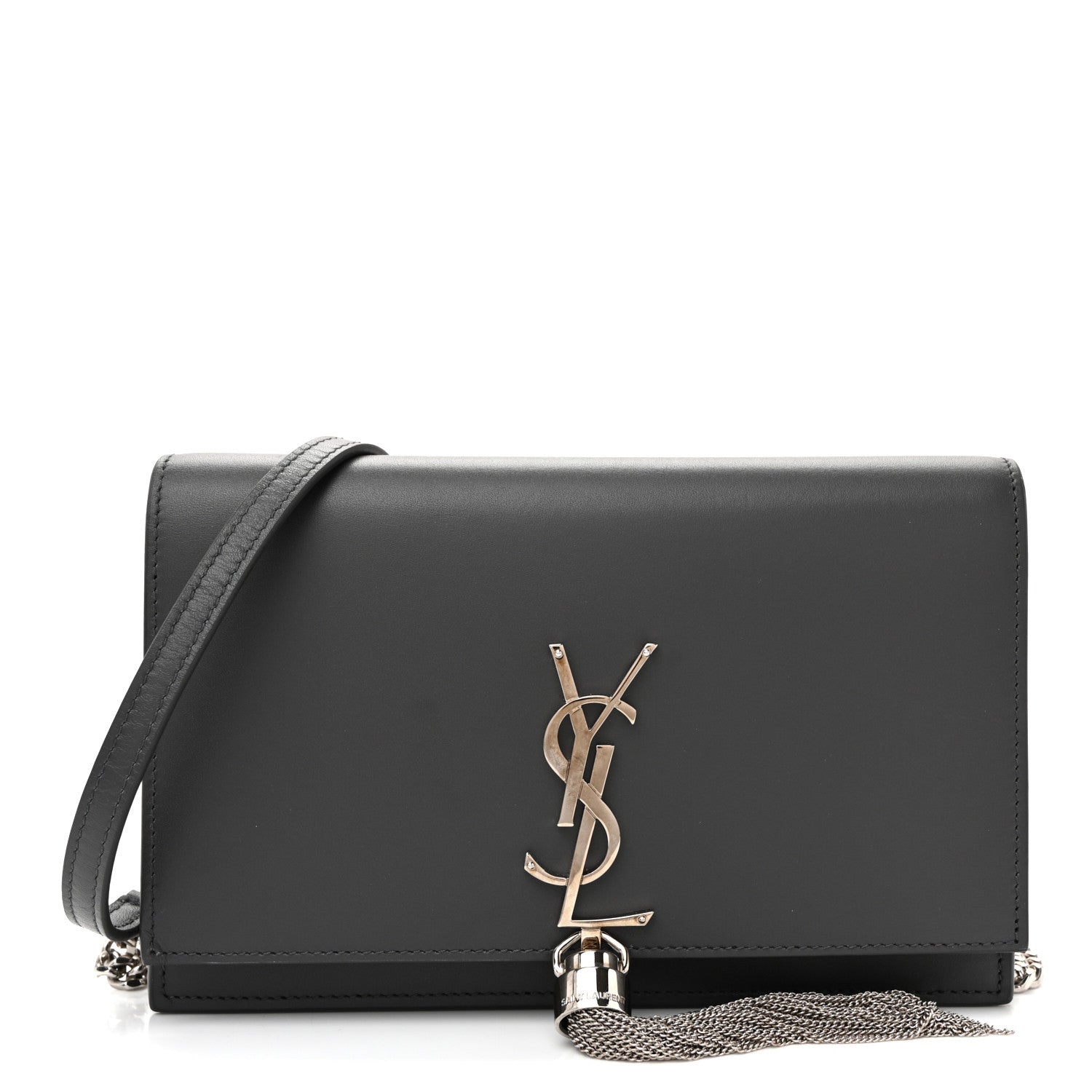 Saint Laurent Smooth Calfskin Classic Monogram Kate Tassel Chain Wallet Asphalt 1 of 11