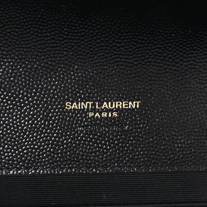 Saint Laurent Grain De Poudre Matelasse Chevron Monogram Envelope Clutch Black 6 of 7