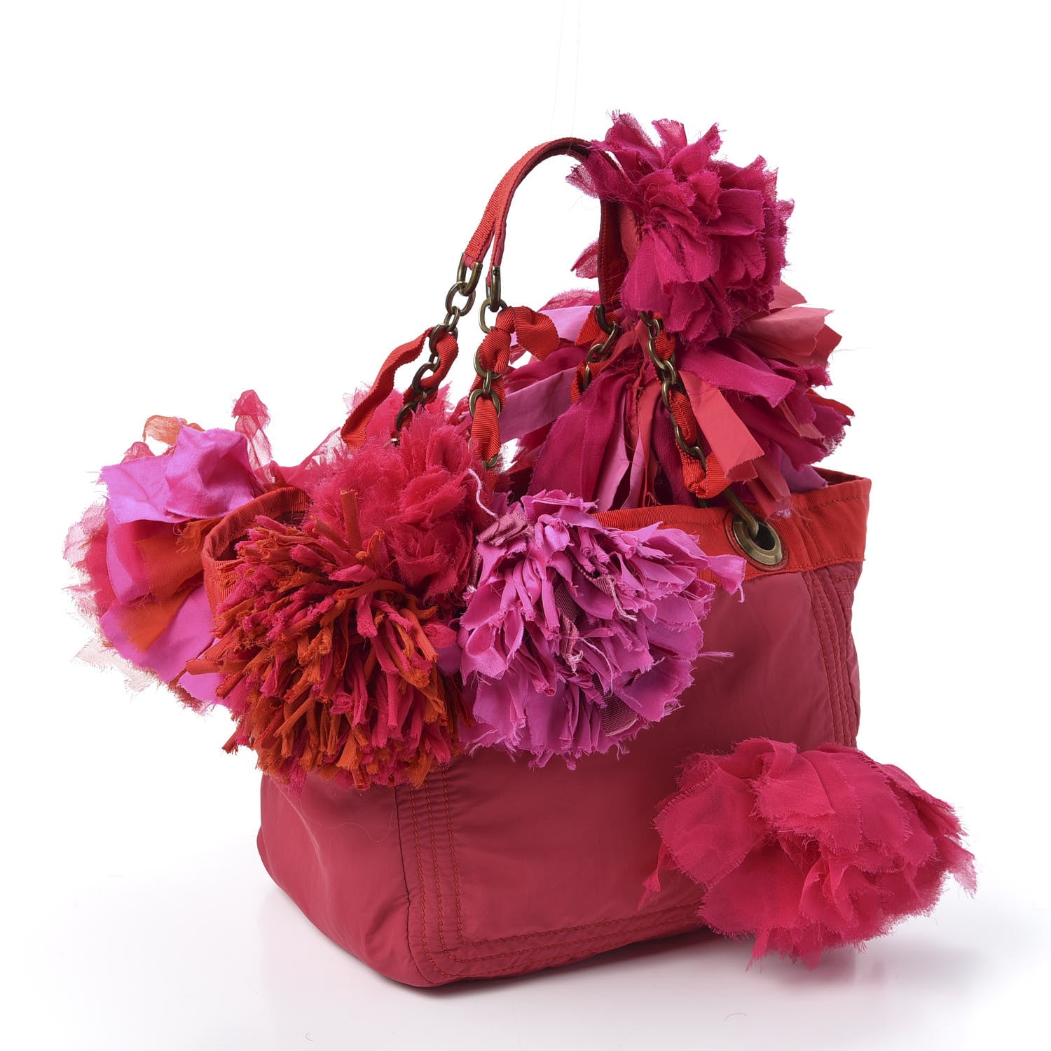 Lanvin Nylon Taffeta Pom Pom Tote Pink 2 of 11