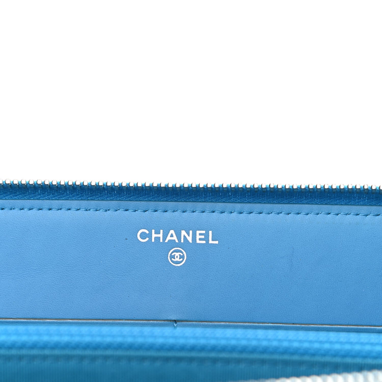 Chanel Patent Calfskin Quilted Zipped Clutch Blue 6 of 8