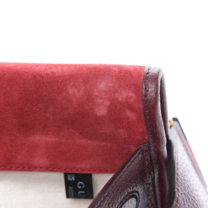 Gucci Suede Web Small Neo Vintage Double Flap Messenger Bag Romantic Cherry Chardonnay 12 of 12
